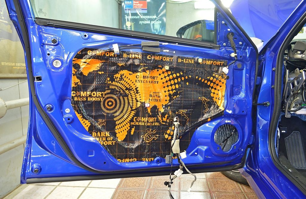 Виброизоляция технологической панели двери HONDA CIVIC