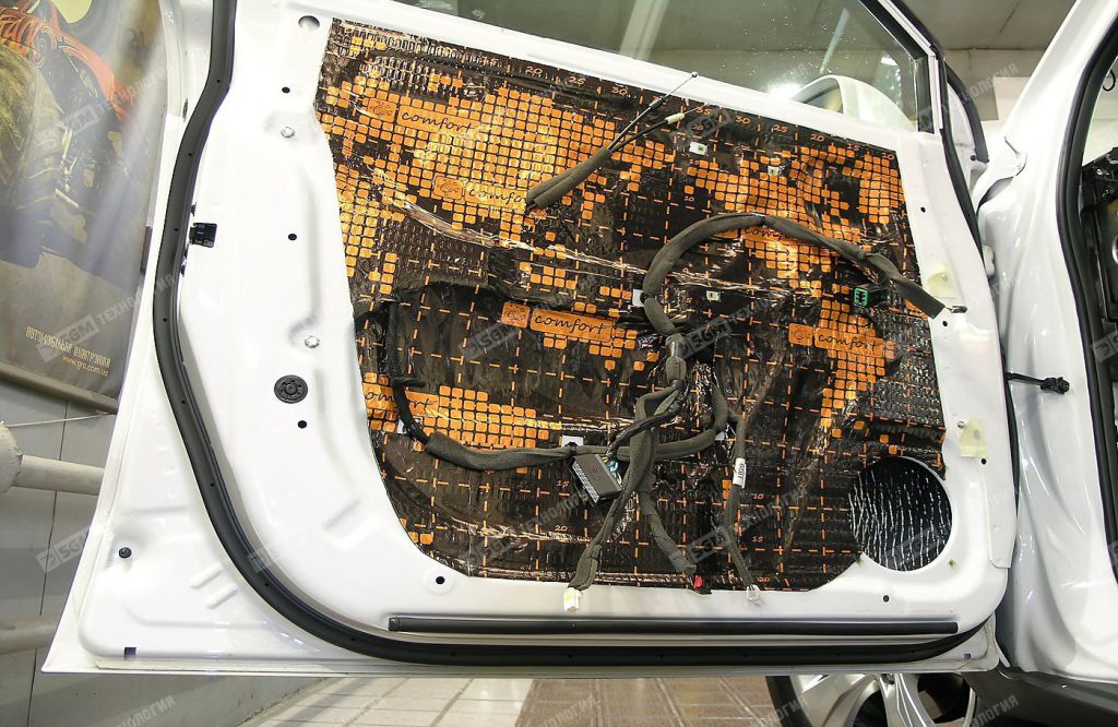 Виброизоляция технологической панели двери Chevrolet Captiva